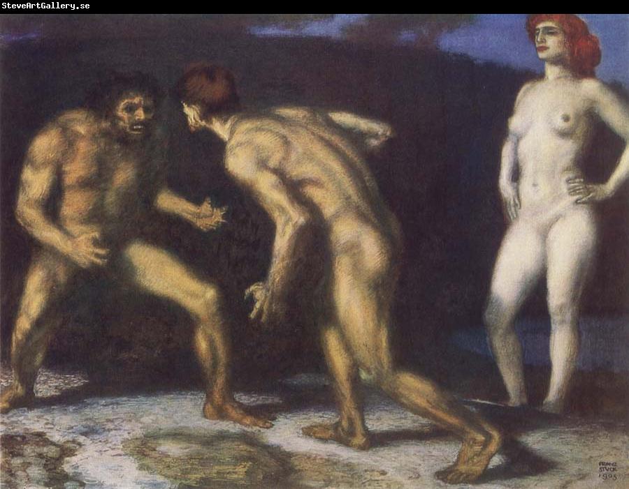 Franz von Stuck Fighting fro a Woman